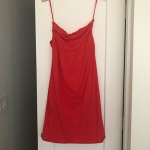 Coral cotton strapless dress